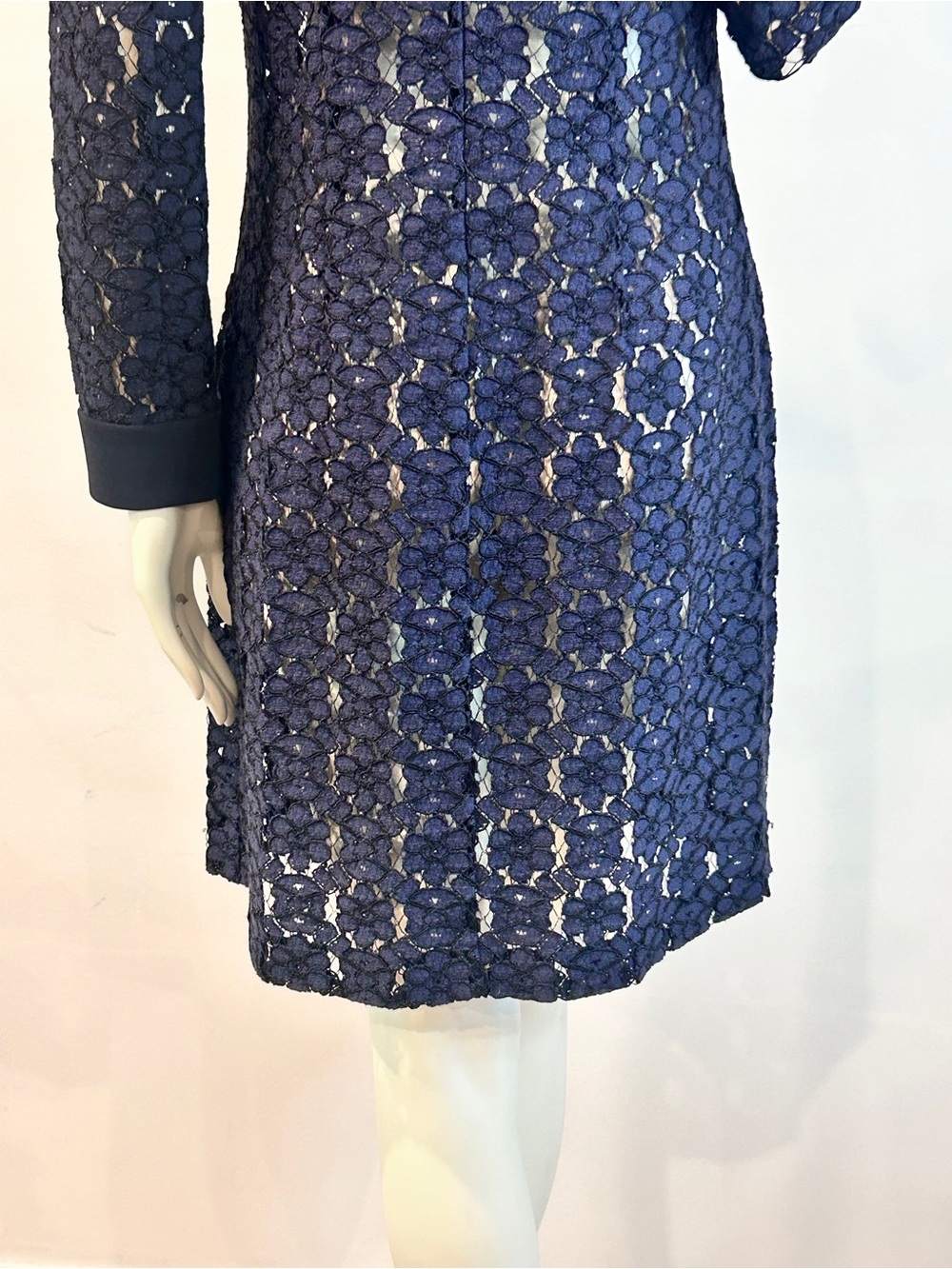 Judith & Charles Navy Blue Lace Long Sleeve Shirt Dress size 4 - Picture 12 of 16